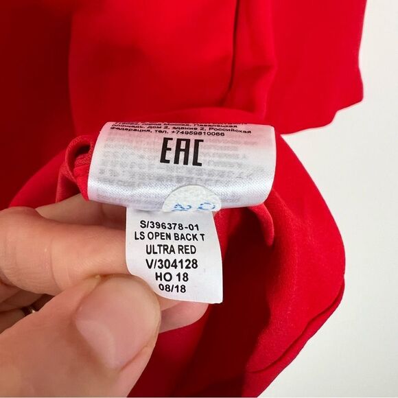 Banana Republic Red Long Bell Sleeve Mini Dress Tie Open Back Size 0 Classic - Picture 10 of 11